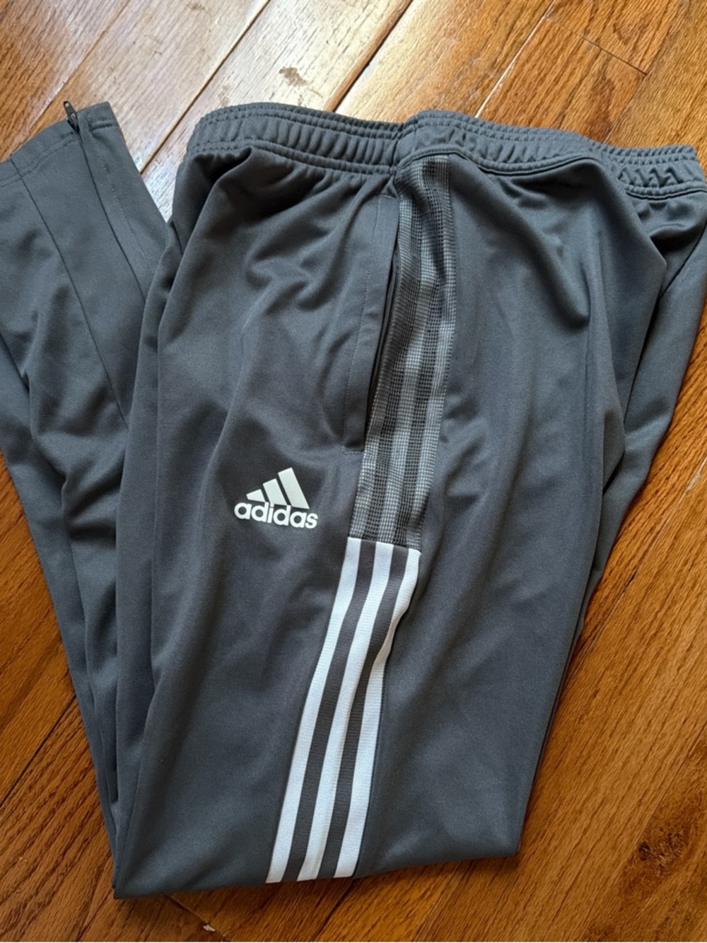adidas Kids Charcoal Gray Jogger Pants with White Stripes
